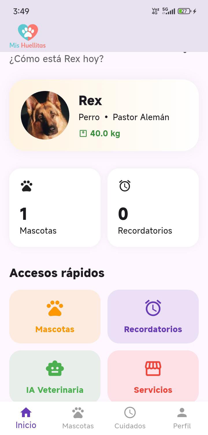 App Mis Huellitas — pantalla principal
